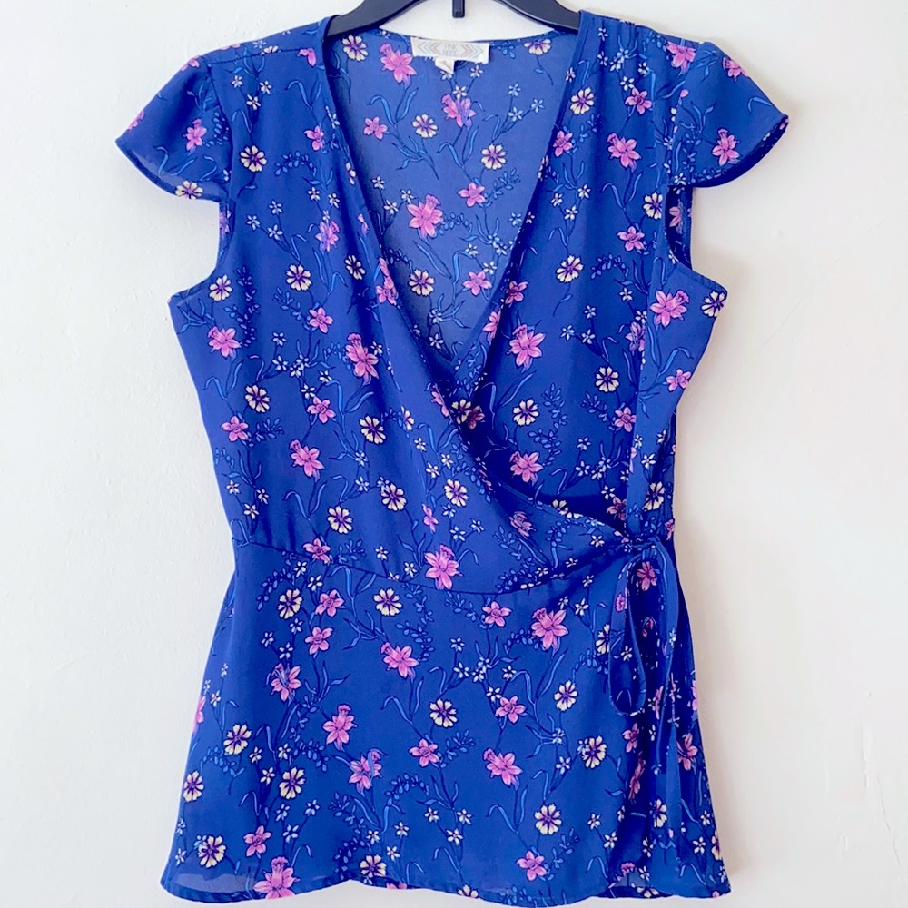 Pink Rose Wrap Around Blouse size M